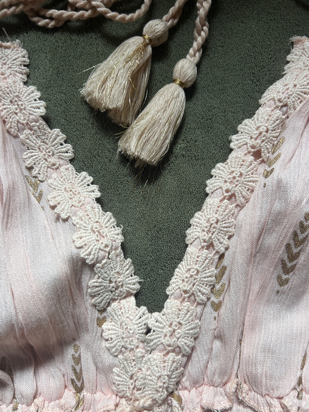 Pink Boho Lace-Trim Halter Dress - Picture 3 of 7